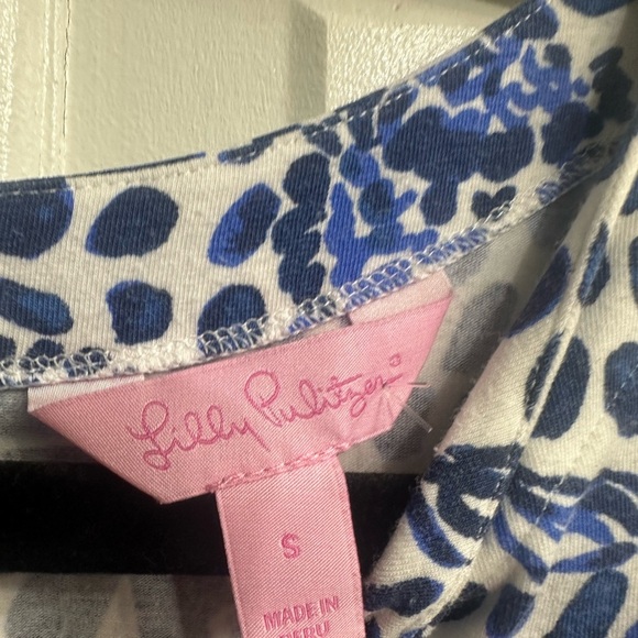 LILLY PULITZER WOMEN’S TOP SIZE SMALL BLUE WHITE PRINT 3/4 SLEEVE BLOUSE - Picture 6 of 7